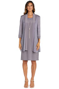 RM Richards Plus Size Two-Piece Sleeveless Dress Jacket Set  Color Silver Size 18W