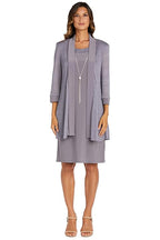 RM Richards Plus Size Two-Piece Sleeveless Dress Jacket Set  Color Silver Size 18W
