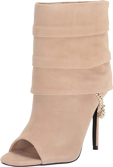 GUESS Women's Adilee Peep Toe Ankle Boots  Color Beige Suede Size 8.5M