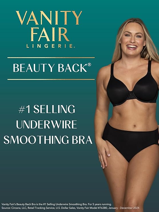 Vanity Fair Full Figure Beauty Back Smoothing Bra  Damask Neutral Nude Size 42C