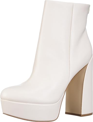 GUESS Women's Crafty Heavy Heeled Ankle Boots  Color Light Cream Size 5M