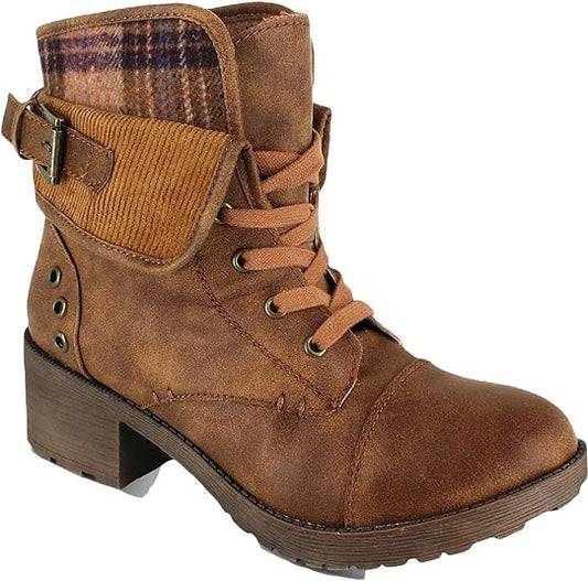 Rock and Candy by Zigi Women's Sonni Lace Up Combat Boots  Color Tan Size 9M
