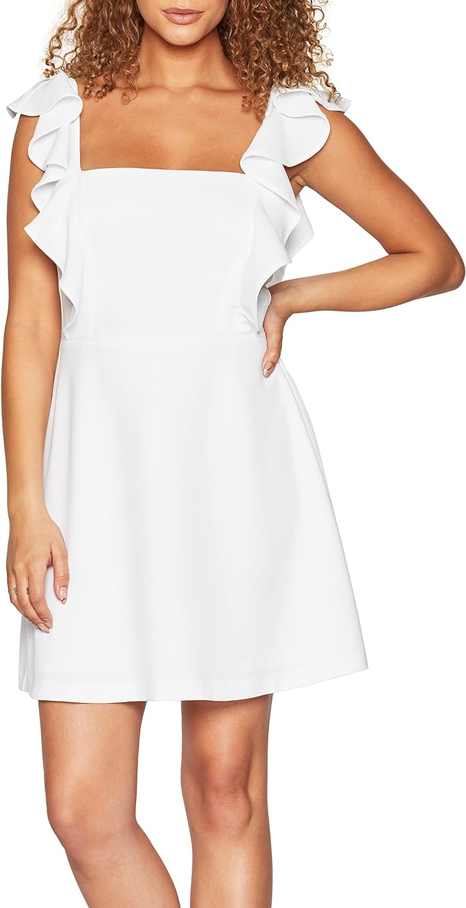 BCBGeneration Women's Ruffled Square-Neck Dress  Color Off White Size 0