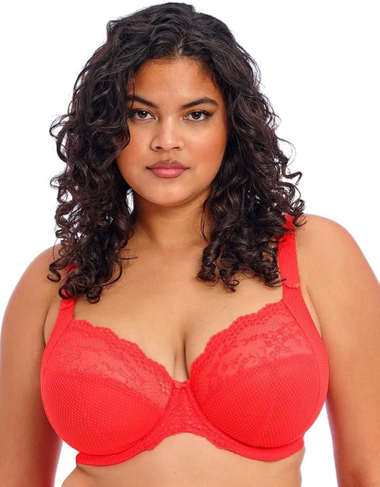 Elomi Full Figure Charley Stretch Lace Underwire Plunge Bra  Salsas Size 40K