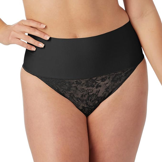 Maidenform Tame Your Tummy Lace Thong Underwear   Black Lace Size XL