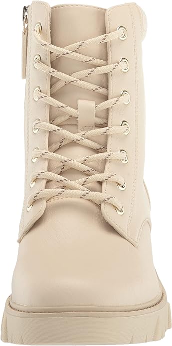 Dr. Scholl's Women's Headstart Mid Shaft Combat Boots  Color White Faux Leather Size 8.5M