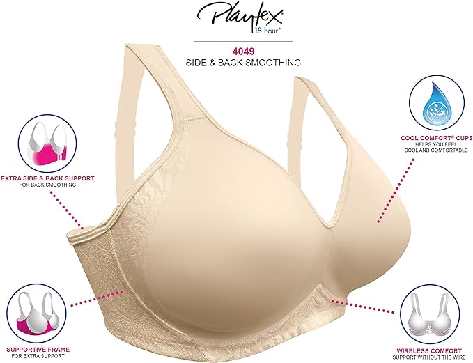 Playtex 18 Hour Seamless Smoothing Bra  Color Nude Size 42C