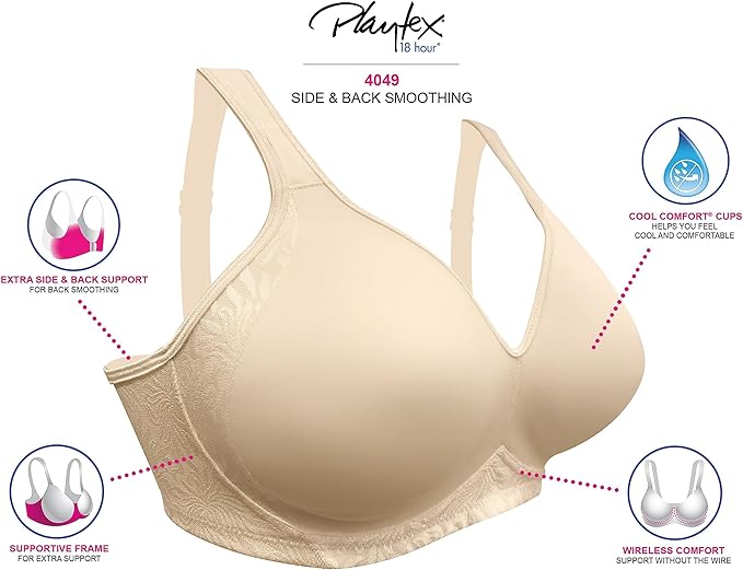 Playtex 18 Hour Wireless Smoothing Cooling T-Shirt Bra  White Size 38B