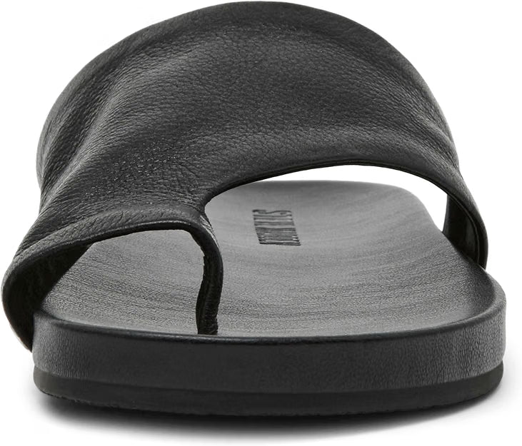 Steve Madden Women's Kessey Hooded Toe-Ring Slip-On Sandals  Black Leather Size 10