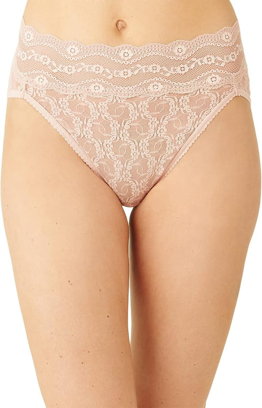 b.tempt'd Women's Lace Kiss High-Leg Brief Panty  Rose Smoke Nude Size M