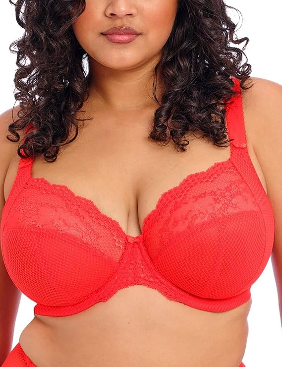 Elomi Full Figure Charley Stretch Lace Underwire Plunge Bra  Salsas Size 40K