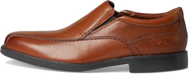 Clarks Men's Collection Dresslite Step Loafer  Dark Tan Leather Size 9.5W