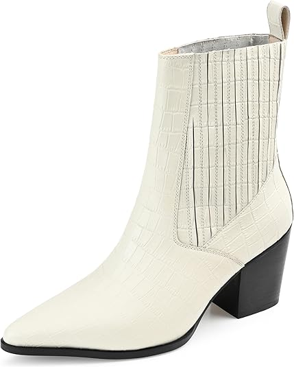 Journee Signature Women's Markka Chelsea Boot  Off White Size 10