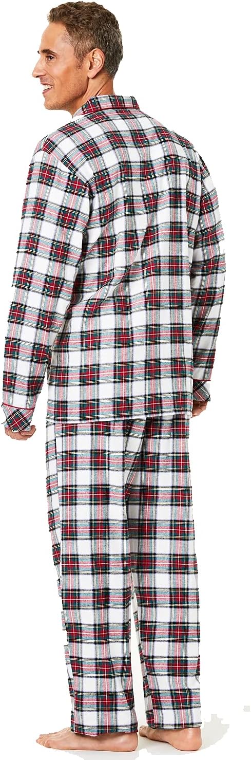 Family Pajamas Men's Cotton Knit Plaid Pajama Set  Color Stewart Plaid Size M