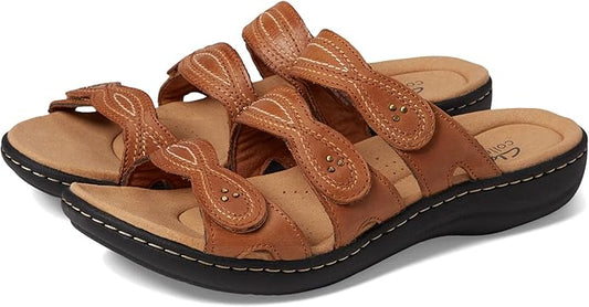 Clarks Women's Laurieann Ayla Slip-On Sandals  Dark Tan Size 12