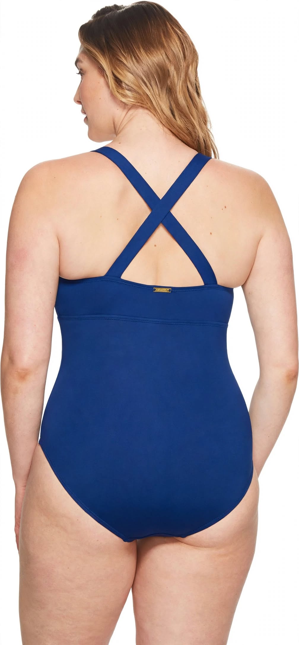 Lauren Ralph Lauren Plus Size Plunging Tummy-Control One-Piece  Blue Size 20W
