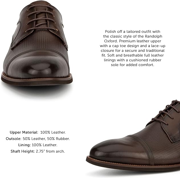 Vintage Foundry Co. Men’s Randolph Fashion Handcrafted Casual Oxford Shoes  Color Brown Size 9.5M