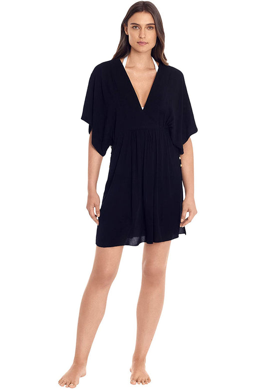 Lauren Ralph Lauren Crushed Tunic Cover-Up Dress  Color Black Size L