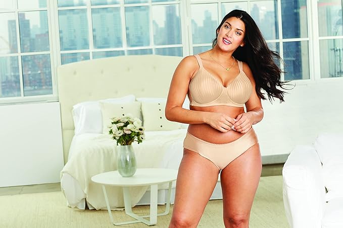 Playtex Perfectly Smooth Wireless Full-Coverage T-Shirt Bra  White Stripe Size 36DDD