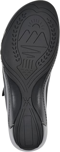 White Mountain Women's Valencia Strappy Clog Sandal  Black Burn Smooth Size 9