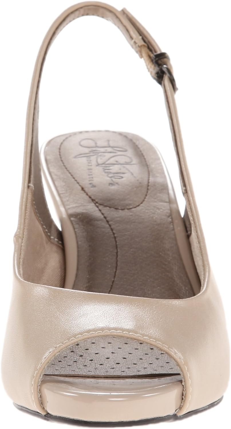 LifeStride Women's Teller Slingbacks Tender Dress Sandals  Color Taupe Faux Leather Size 8.5M