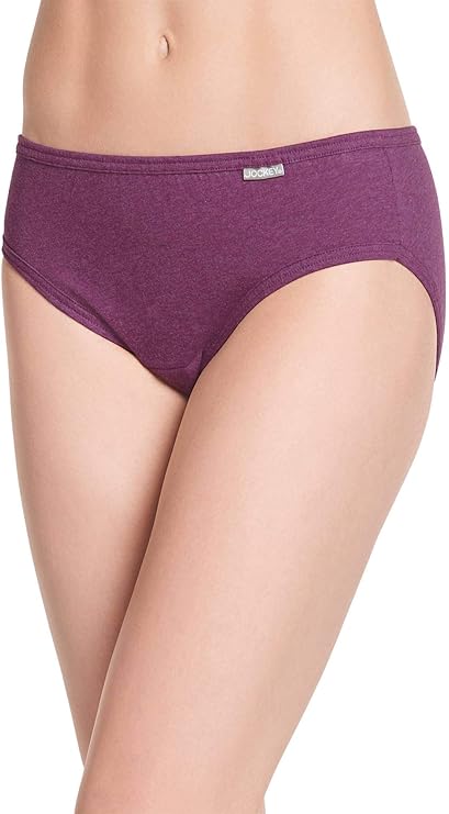 Jockey Women's Underwear Elance Bikini - 3 Pack  Oatmeal/Boysenberry/Perfect Purple Size 5
