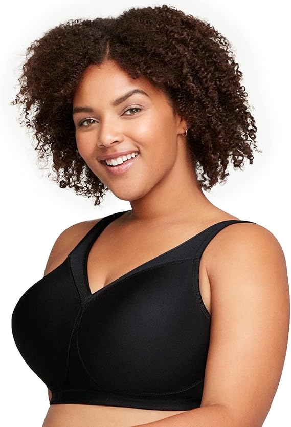 Glamorise Plus Size MagicLift Seamless Sports Wirefree Bra  Black Size 44F