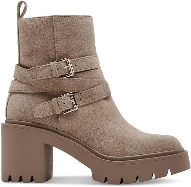 Madden Girl Women's Pike Moto Buckle Lug Sole Booties  Sand Size 9