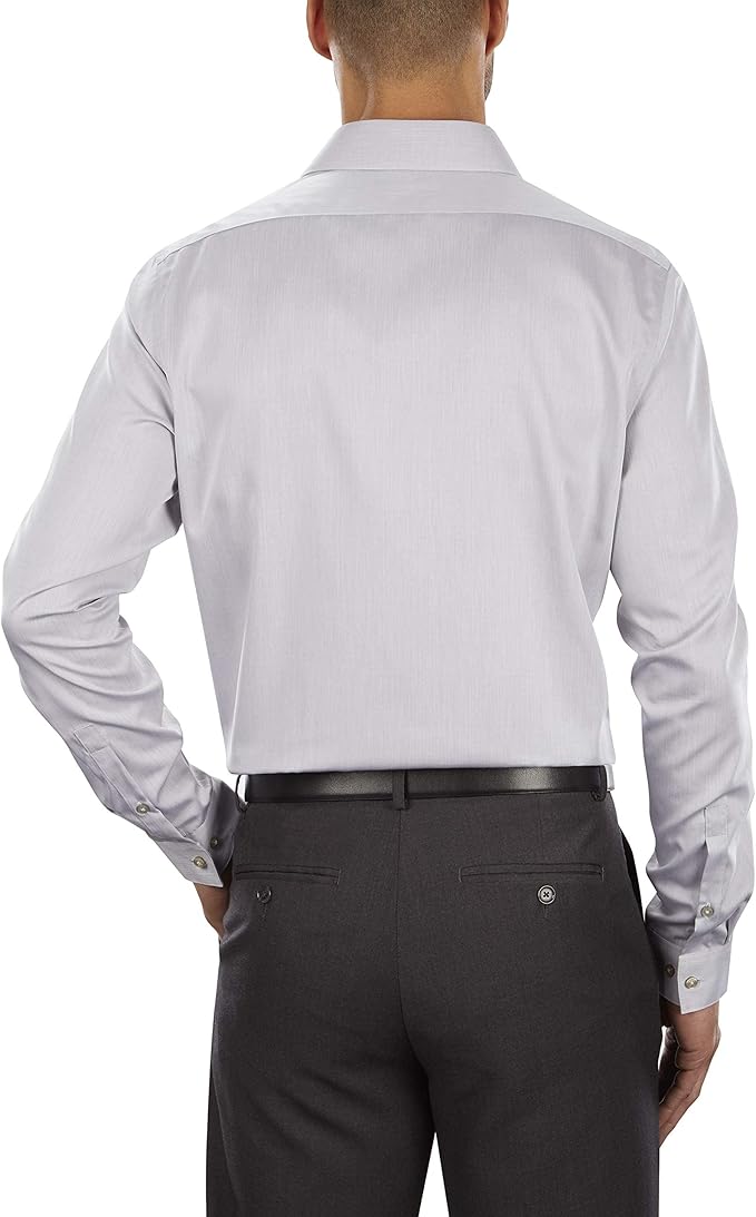 Calvin Klein Men's Slim-Fit Non-Iron Herringbone Dress Shirt  Smoke 17.5 34/35
