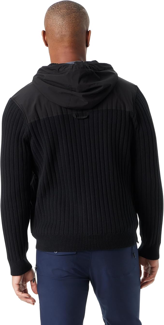 BASS OUTDOOR Men's Mixed Media Zip-Front Hoodie  Black Beau Size 2XL