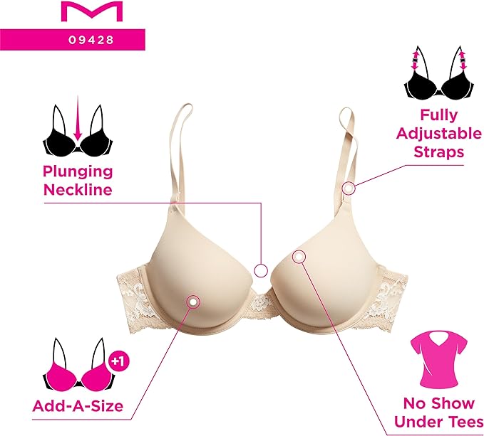 Maidenform Natural Boost Demi Bra  Ivory Nude Size 36C