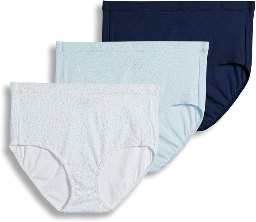 Jockey Elance Breathe 3-Pk. Cotton Brief  Frothy Blue/Flowing Vine/Just Size 7