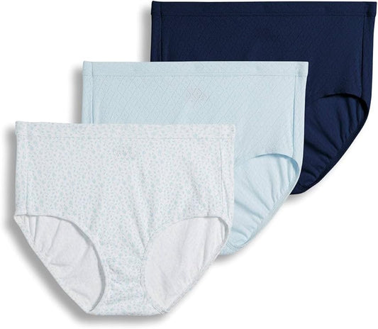 Jockey Elance Breathe 3-Pk. Cotton Brief  Frothy Blue/Flowing Vine/Just Size 7