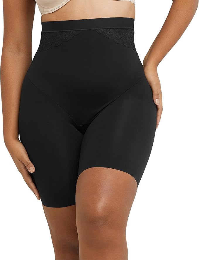 Maidenform Shapewear High-Waist Thigh Slimmer Shorts  Black Size L