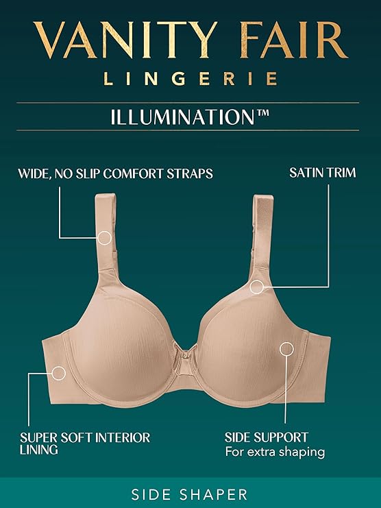 Vanity Fair Illumination Full Figure Zoned-in Support Bra  Ghost Navy Size 40D