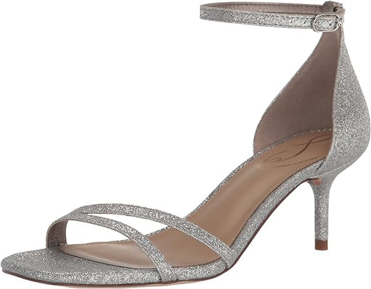 Sam Edelman Women's Peonie Strappy Kitten-Heel Sandal  Color Silver Glitter Size 7.5M
