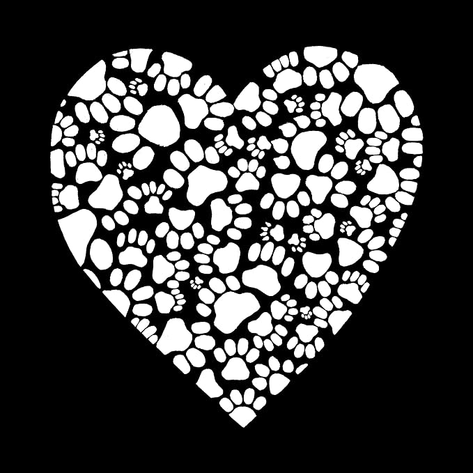 LA Pop Art Women's Word Art Paw Prints Heart T-Shirt  Color Black Size XL