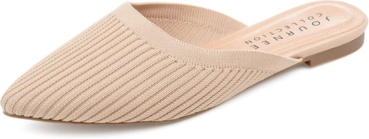 Journee Collection Women's Aniee  Flat Knit Mules  Beige Size 10