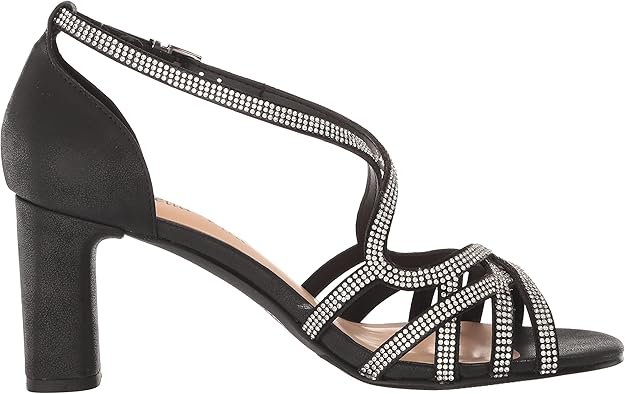 Bella Vita Women's Aliette Dress Heeled Sandal  Black Metallic Size 12W