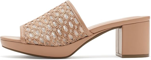 Anne Klein Women's Paros Platform Block Heel Dress Sandals  Nude Size 7