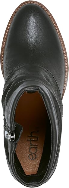 Earth Women's Savvy Ruched Block Heel Boots  Black Leather Size 8.5
