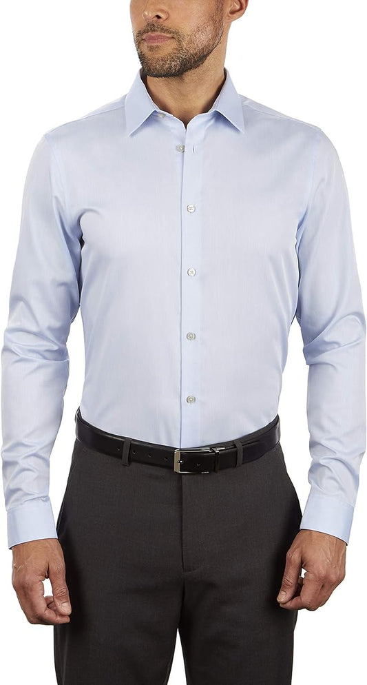 Calvin Klein Men's Steel+ Regular Non-Iron Stretch Performance Dress Shirt  Blue 15.5 34/35