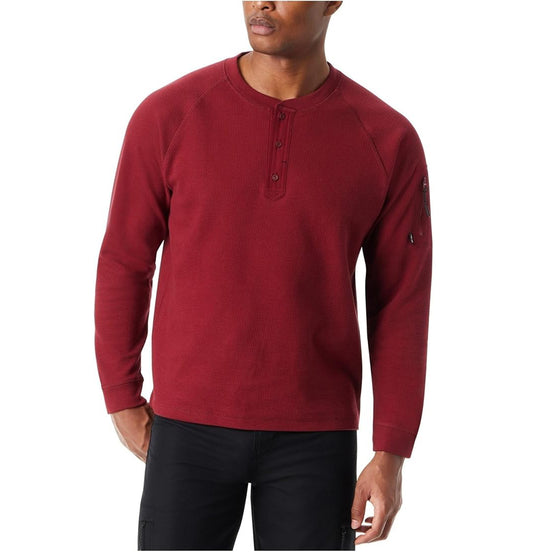 BASS OUTDOOR Men's Relaxed-Fit Thermal Long Sleeve Henley Shirt Cabernet Size L