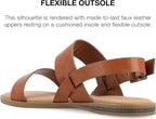 Journee Collection Women's Lavine Multi Strap Flat Sandals  Cognac Size 9