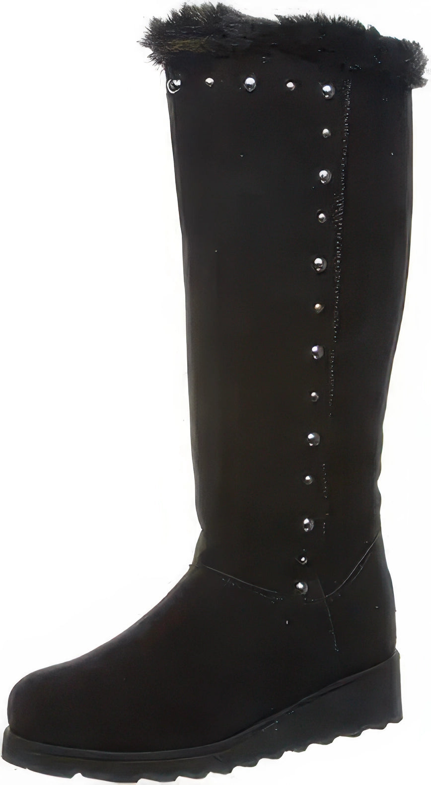 Bearpaw Women's Dorothy Knee High Boots  Black II Suede/Faux Fur Size 5