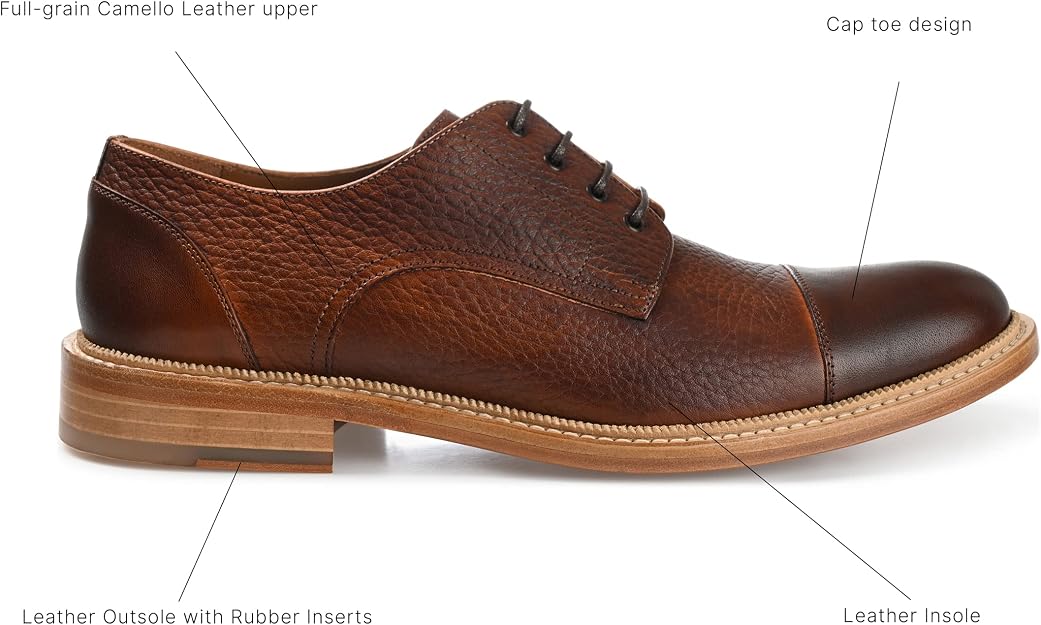 Taft Men's Rome Full-grain Leather Cap Toe Dress Shoes  Brown Size 10.5