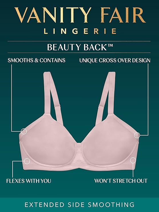 Vanity Fair Beauty Back Full Figure Underwire Bra  Sheer Quartz Size 36C