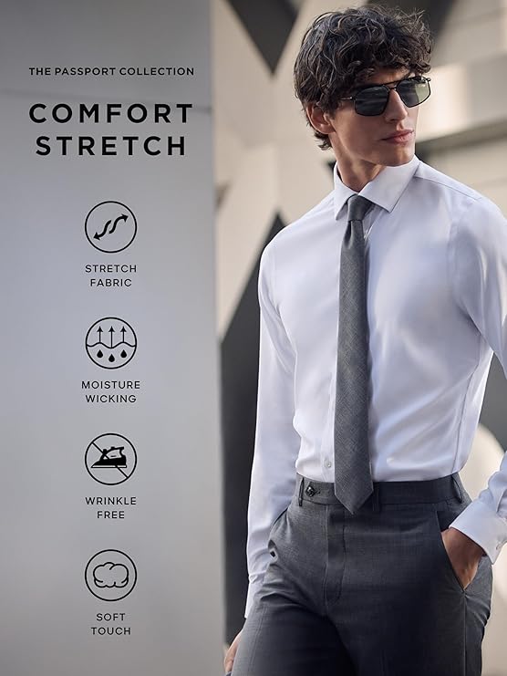 Michael Kors Men's Comfort Stretch Slim Fit Dress Shirt  White 16 34/35