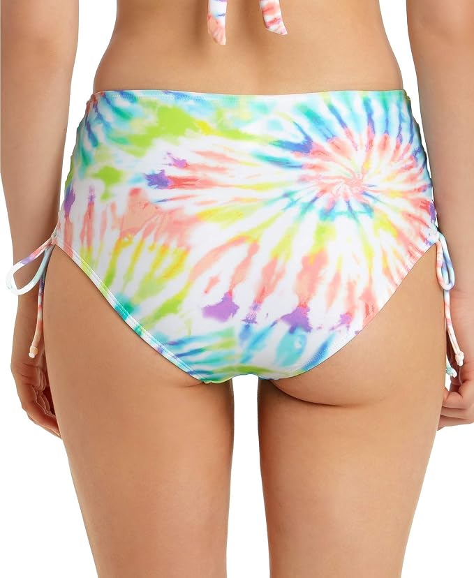 California Waves Tie-Dye Side Lace Up Swim Bottom  Multicolor Size XS