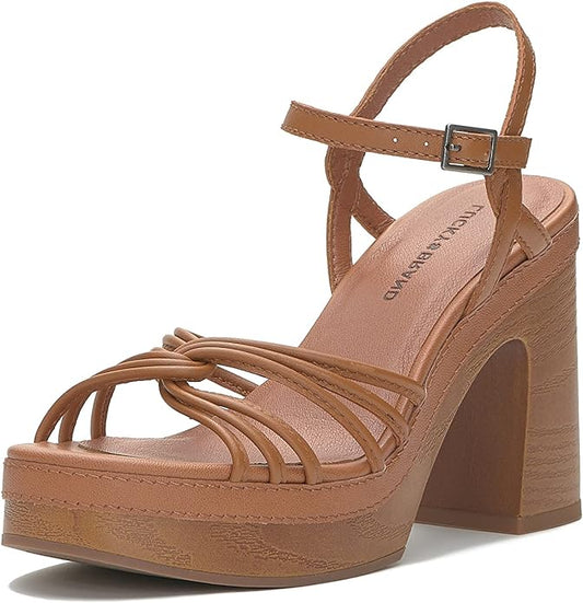 Lucky Brand Women's Ismene Strappy Platform Sandal  Color Cognac Size 7M